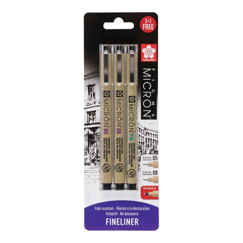 SAKURA PIGMA MICRON GRIS NEGRO ESTUCHE DE 2+MICRON PN GRATIS