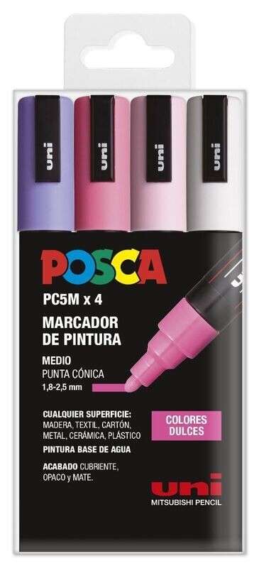 POSCA PC5M ESTUCHE 4 COLORES DULCES