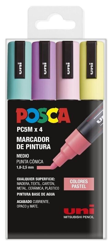 POSCA PC5M ESTUCHE 4 COLORES PASTEL