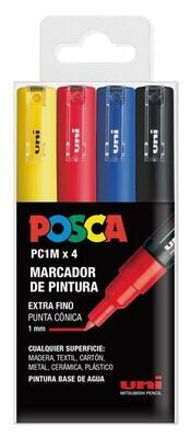 POSCA PC1M ESTUCHE 4 COLORES BÁSICOS