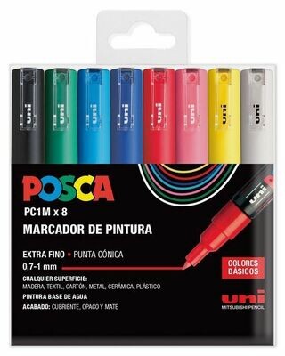 POSCA PC1M ESTUCHE 8 COLORES BÁSICOS