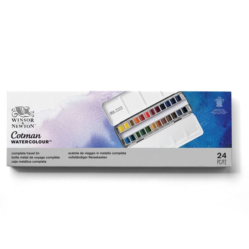 WINSOR & NEWTON COTMAN ACUARELA CAJA METAL 24