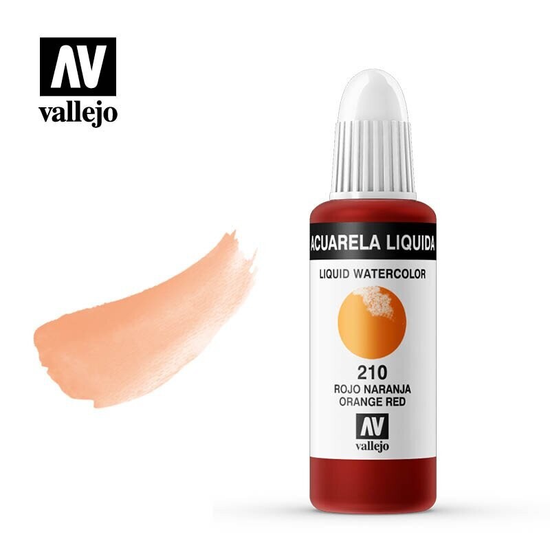 ACUARELA LÍQUIDA VALLEJO 210 ROJO NARANJA