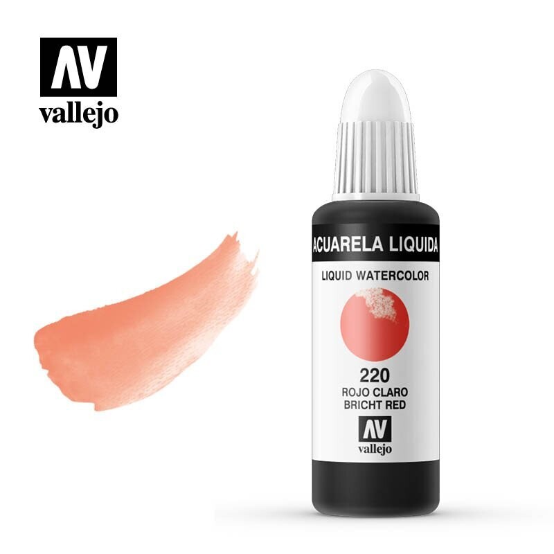 ACUARELA LÍQUIDA VALLEJO 220 ROJO CLARO