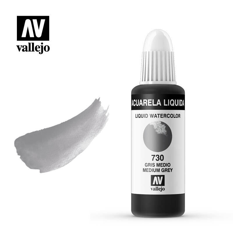 ACUARELA LÍQUIDA VALLEJO 730 GRIS MEDIO