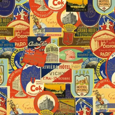 ROSSI 1931 PAPEL DECORADO VIAJES ETIQUETAS CRT 098