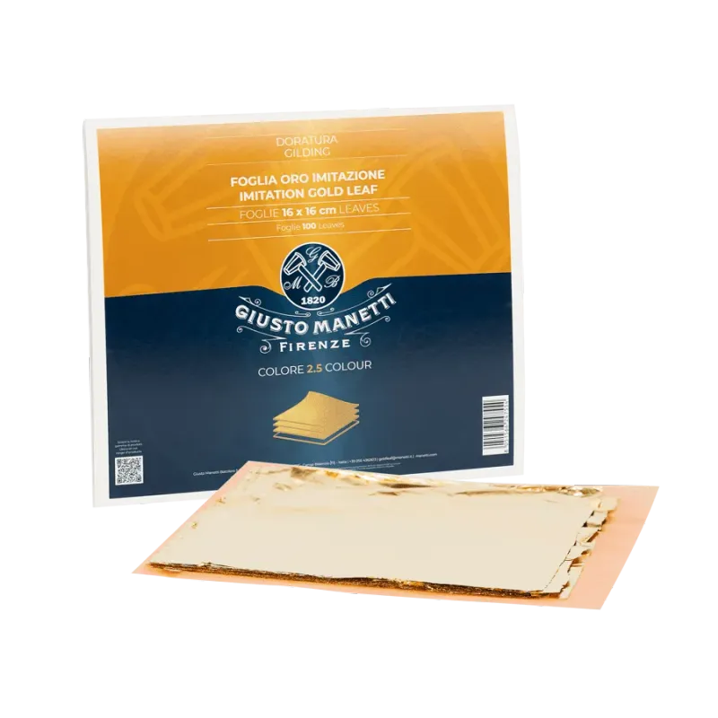 GIUSTO MANETTI PAN DE ORO IMITACIÓN COLOR 2,5 EN RESMA 16x16 cm HOJA SUELTA