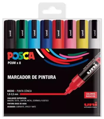POSCA PC5M ESTUCHE 8 COLORES BÁSICOS