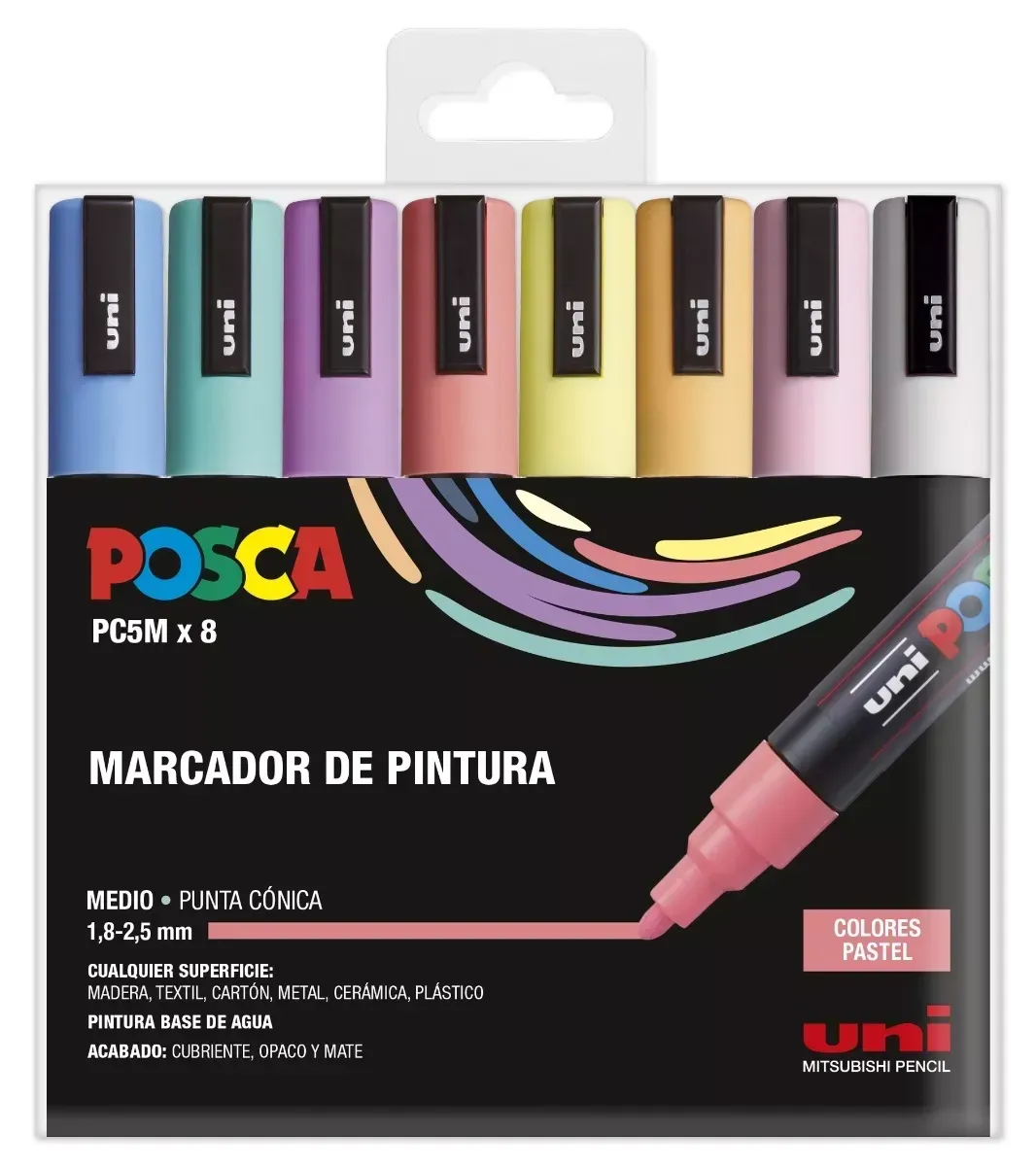 POSCA PC5M ESTUCHE 8 COLORES PASTEL