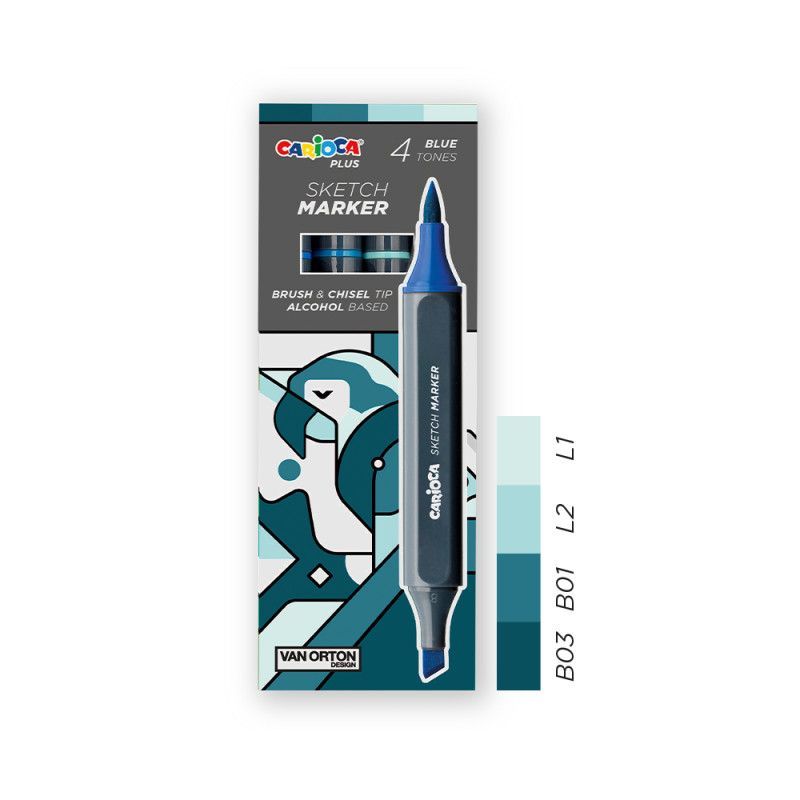 CARIOCA PLUS SKETCH MARKER 4 TONOS AZULES