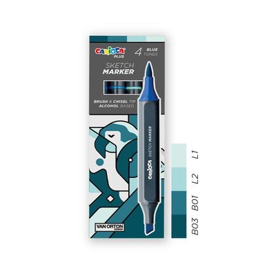 CARIOCA PLUS SKETCH MARKER 4 TONOS AZULES