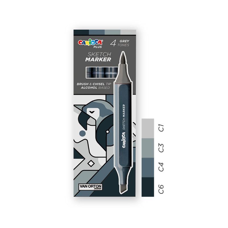CARIOCA PLUS SKETCH MARKER 4 TONOS GRISES