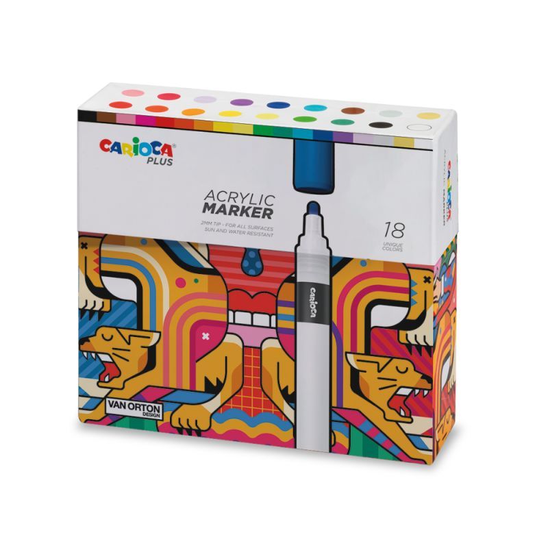 CARIOCA PLUS ROTULADOR ACRÍLICO CAJA PREMIUM DE 18 COLORES