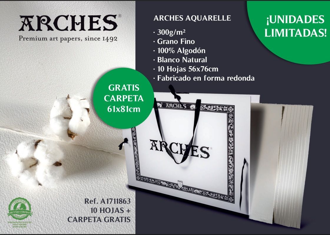 ARCHES PROMOCIÓN 10 HOJAS + CARPETAL DE REGALO