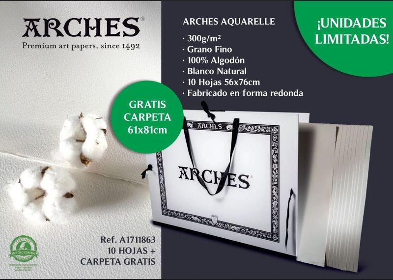 ARCHES PROMOCIÓN 10 HOJAS + CARPETAL DE REGALO