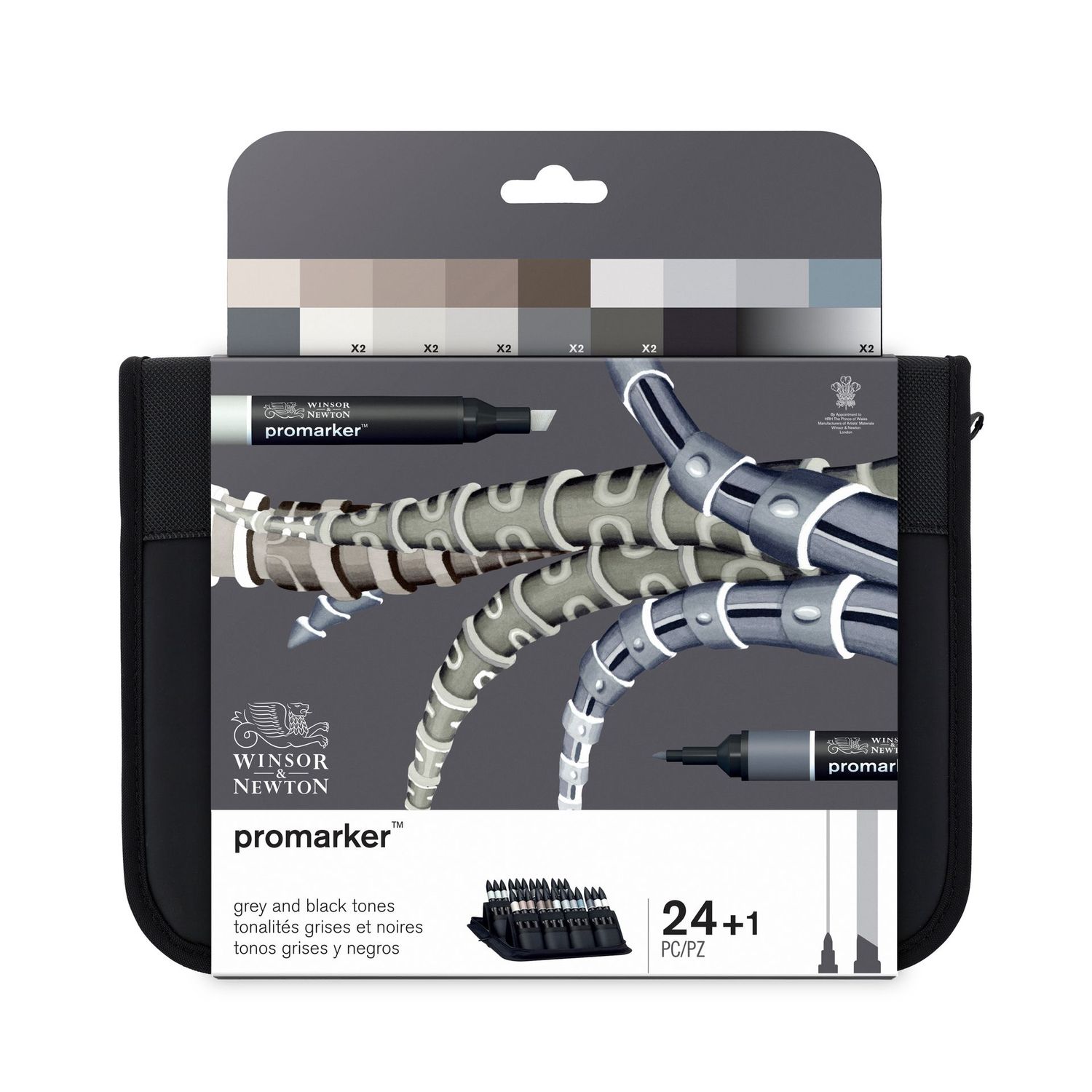 WINSOR & NEWTON PROMARKER 24+1 TONOS GRISES Y NEGROS