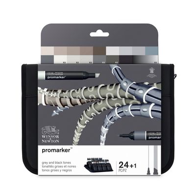 WINSOR & NEWTON PROMARKER 24+1 TONOS GRISES Y NEGROS