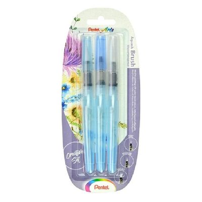 PENTEL AQUASH BRUSH BLÍSTER 3 PINCELES CON DEPÓSITO DE AGUA