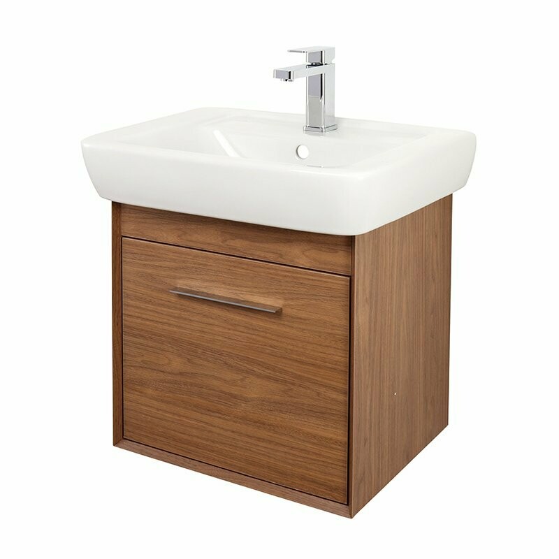 WALNUT - Abacus Simple 55cm Basin Vanity Unit