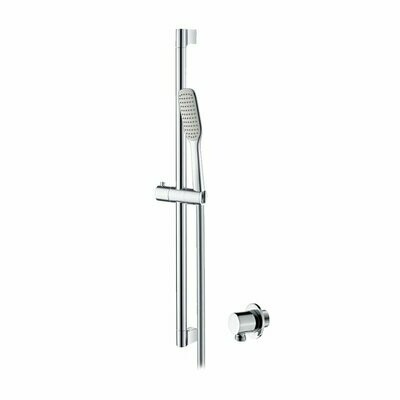 ABACUS - EMOTION RECTANGLE HANDSHOWER - RISER RAIL - 1.6M HOSE - ROUND WALL OUTLET