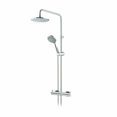 ABACUS -THERMOSTATIC EXPOSED CHROME SHOWER MIXER WITH OVERHEAD SHOWER & RISER RAIL