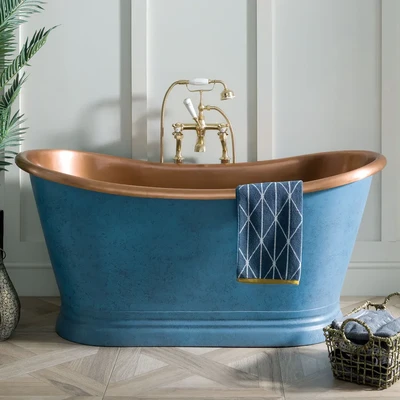 Patinata Blue Copper Boat Bath