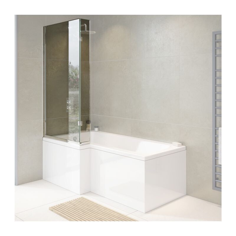 VESSINI L SHAPED BATH SCREEN CHROME