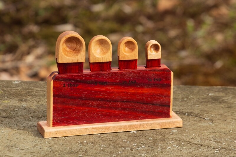 Wood Measuring Spoons and Stand