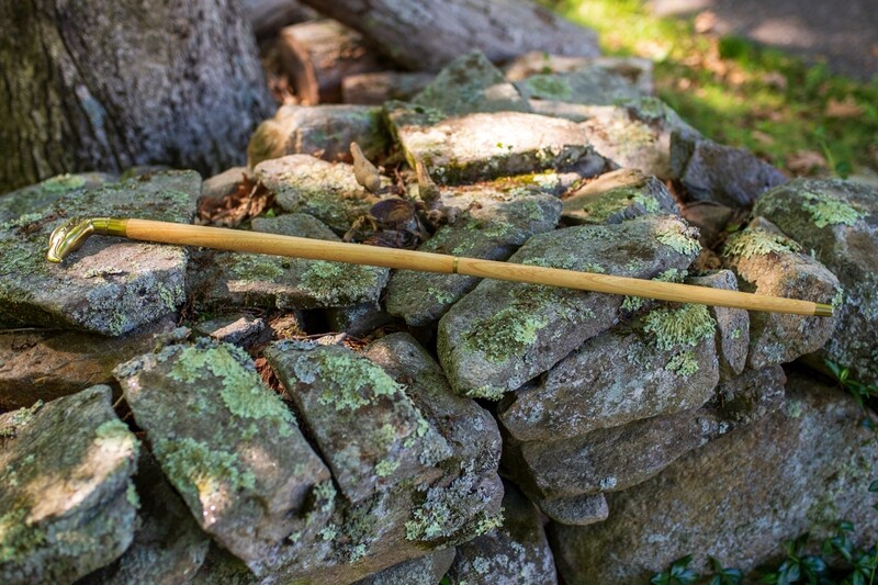 Wood Walking Cane with Brass Handle