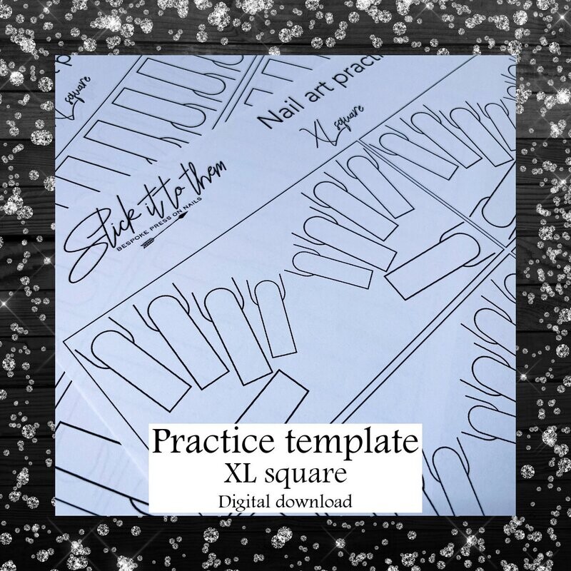 Practice template XL SQUARE - DIGITAL DOWNLOAD - Print your own nail art practice sheets!