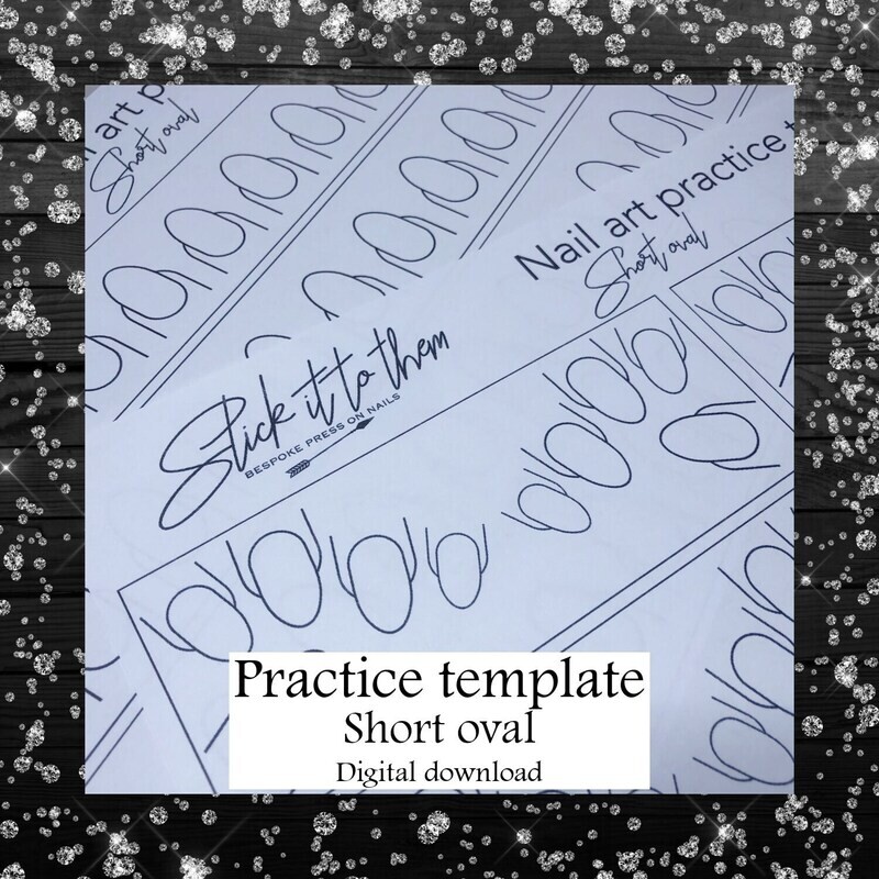 Practice template SHORT OVAL - DIGITAL DOWNLOAD - Print your own nail art practice sheets!