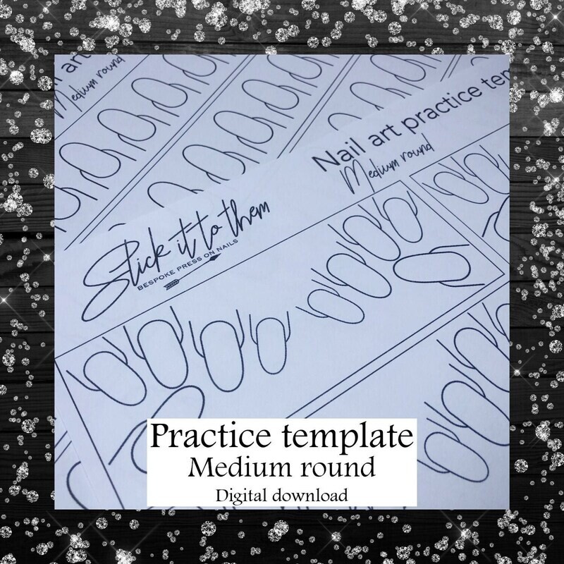 Practice template MEDIUM ROUND - DIGITAL DOWNLOAD - Print your own nail art practice sheets!