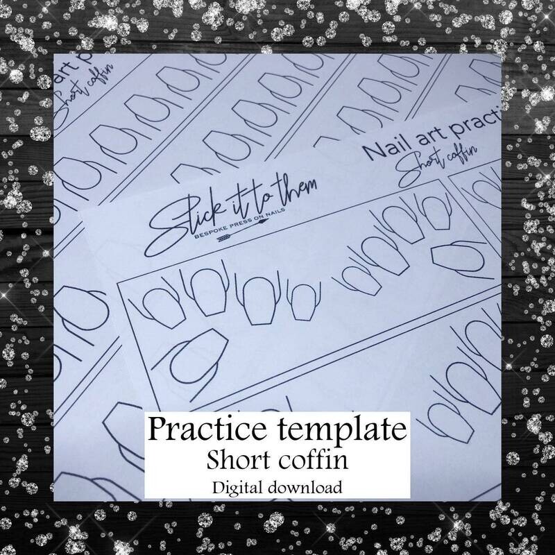 Practice template SHORT COFFIN - DIGITAL DOWNLOAD - Print your own nail art practice sheets!