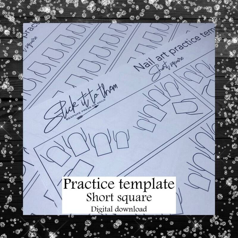 Practice template SHORT SQUARE - DIGITAL DOWNLOAD - Print your own nail art practice sheets!