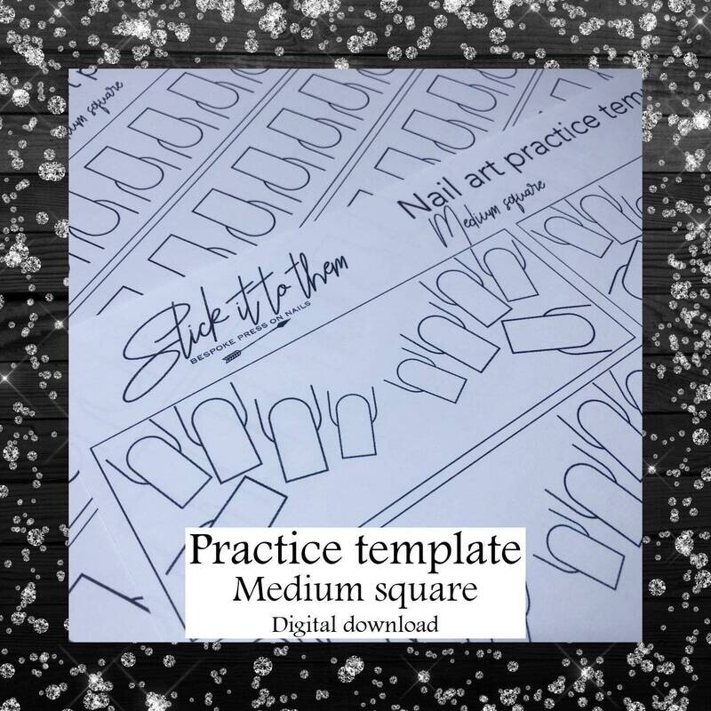 Practice template MEDIUM SQUARE - DIGITAL DOWNLOAD - Print your own nail art practice sheets!