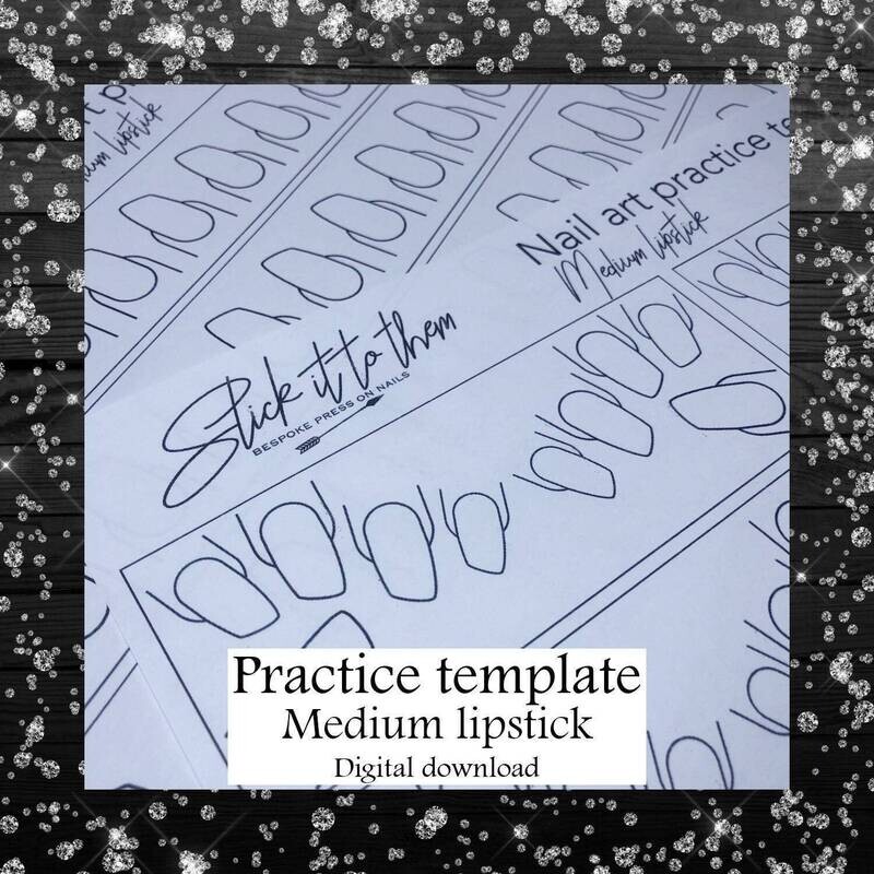 Practice template MEDIUM LIPSTICK - DIGITAL DOWNLOAD - Print your own nail art practice sheets!