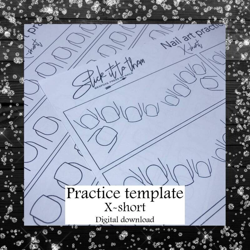Practice template X-SHORT - DIGITAL DOWNLOAD - Print your own nail art practice sheets!