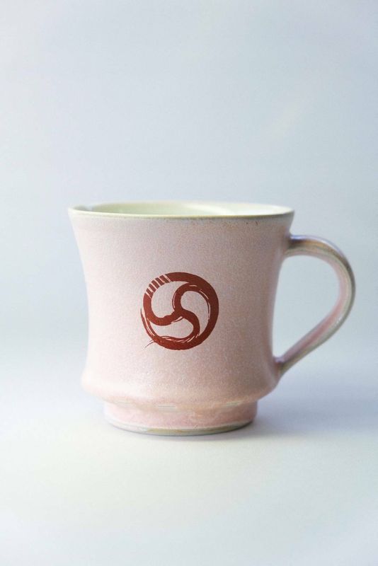 益子焼マグカップ　薄紅梅