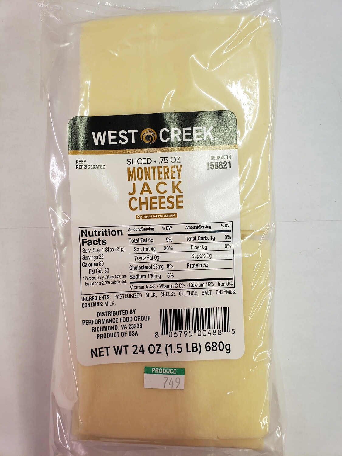 Cheese Monterey Jack Slice 24oz