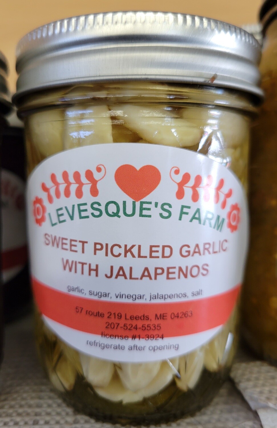 Levesque's Farm - Sweet Pickled Garlic with Jalapeños