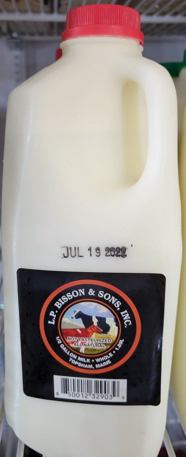 Half Gallon Whole Milk RAW