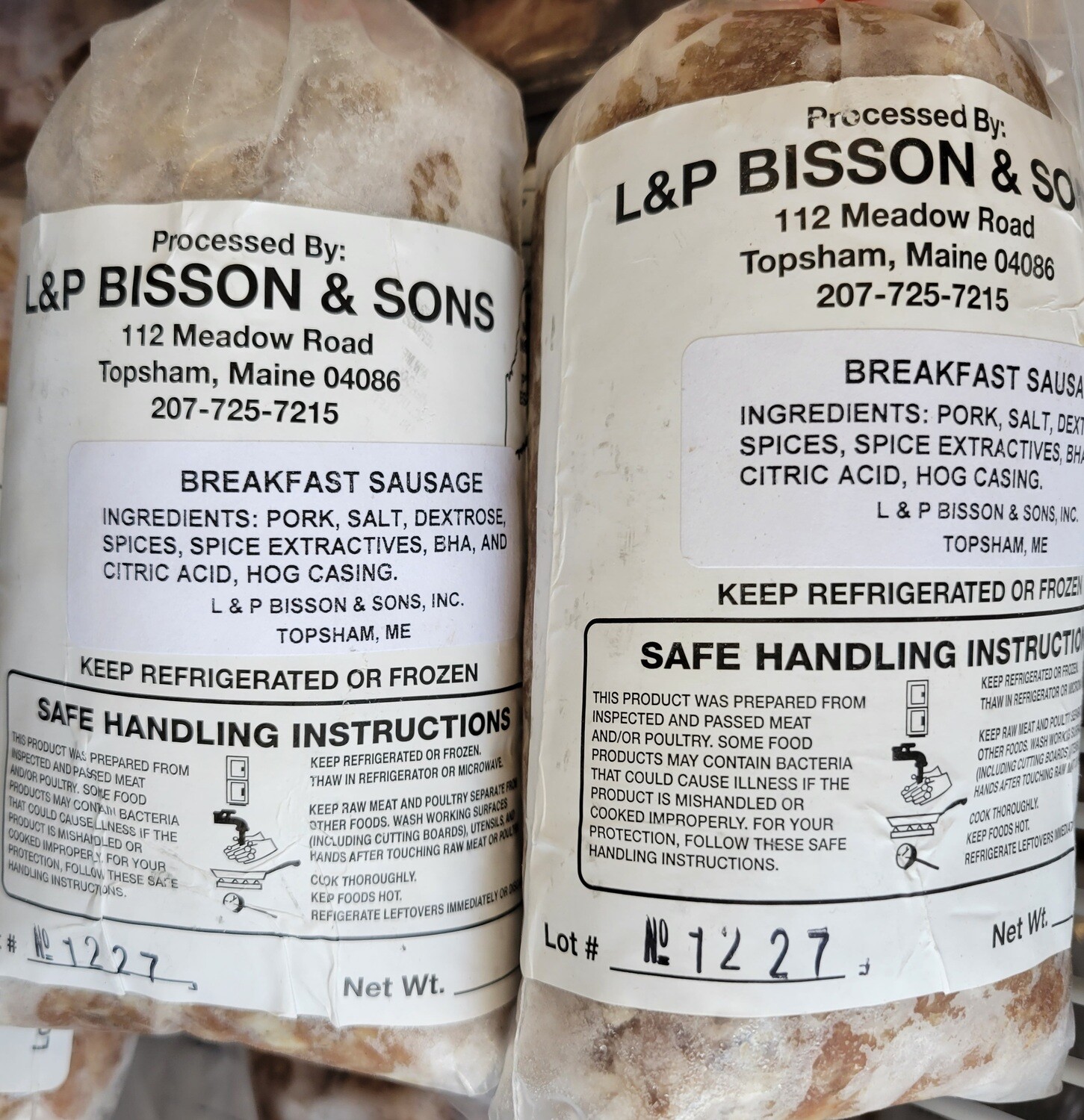 L&amp;P Bisson &amp; Sons Pork Sausage, Choose: Breakfast Sausage