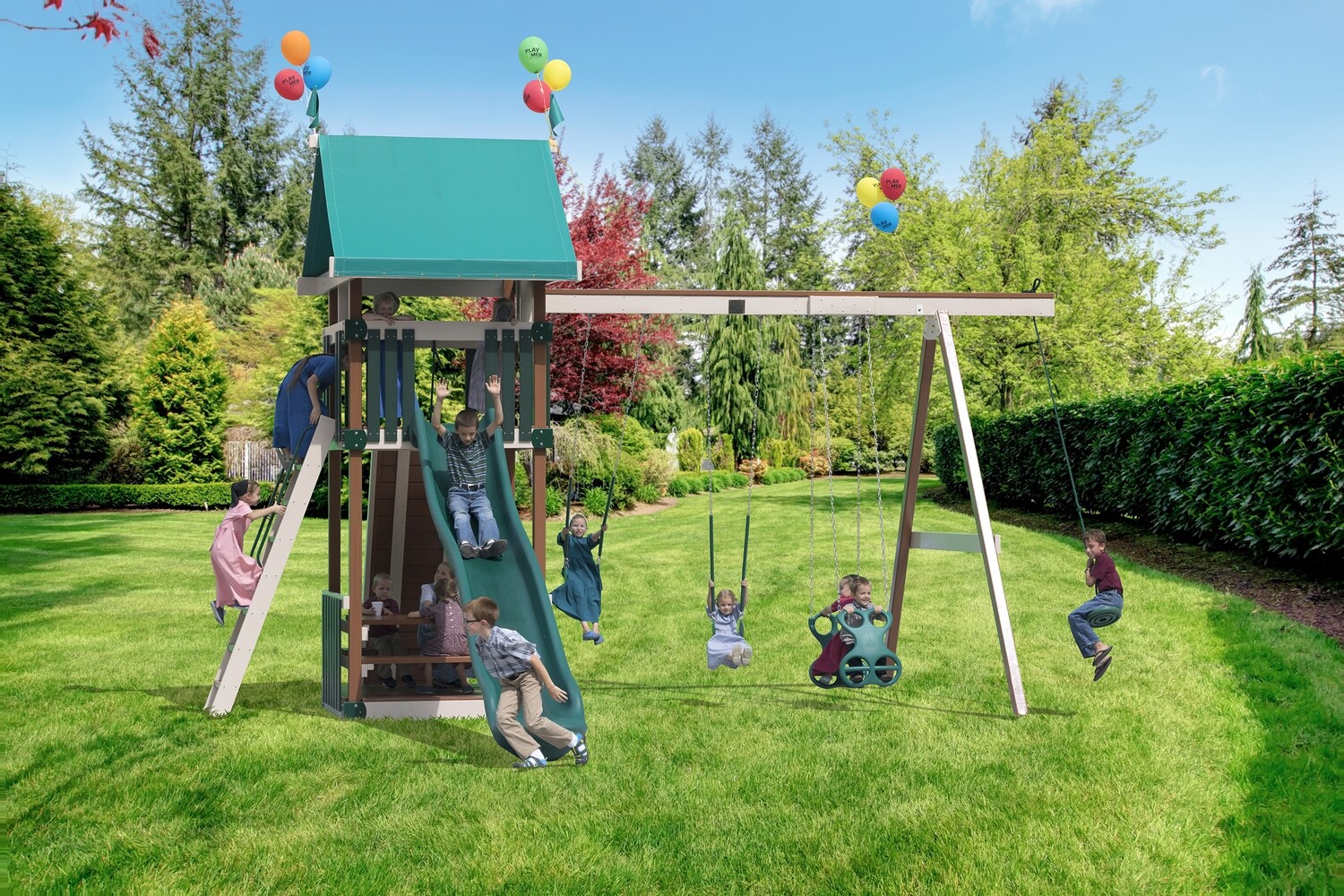 Play Mor Smiling Fort Swing Set
