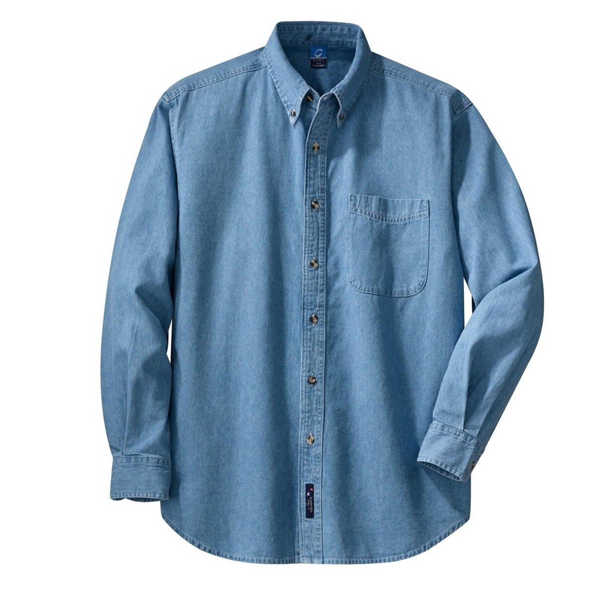 Mens Long Sleeve Value Denim Shirt, Color: Faded Blue
