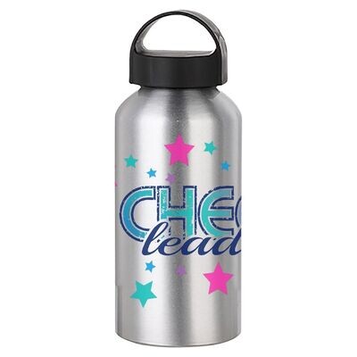 Custom Sublimated 17 oz. Silver Water Bottle with Handle