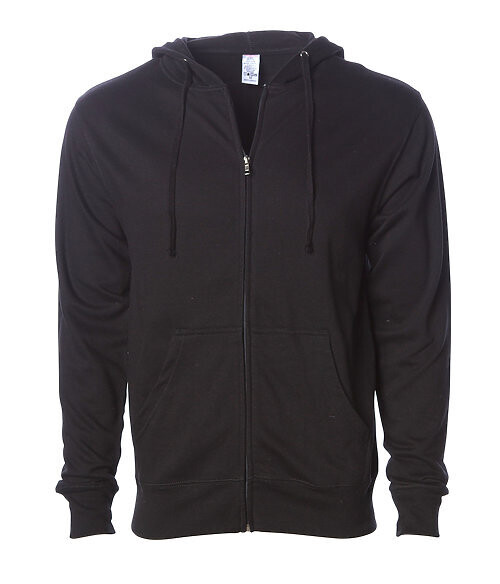 Midweight Standard Fit Zip Up Hoodie, Color: Black