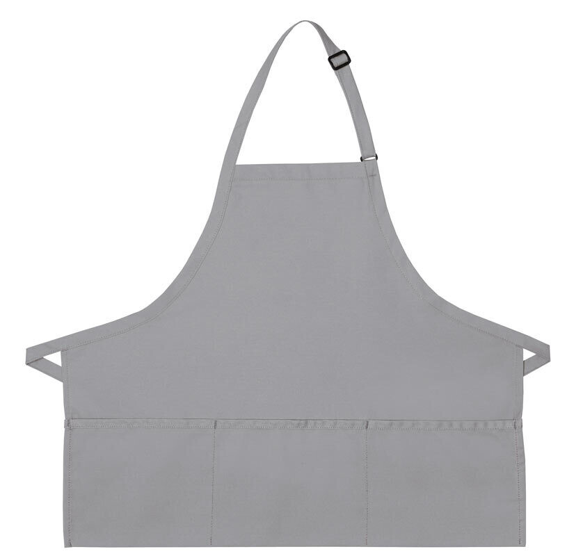 Cardi Extra Large Three Pocket Adjustable Neck Apron, Color: Silver