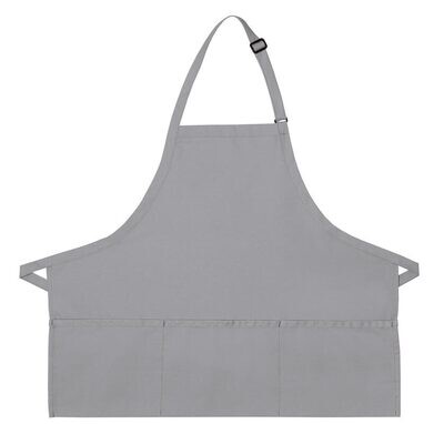 Cardi Extra Large Three Pocket Adjustable Neck Apron, Color: Silver