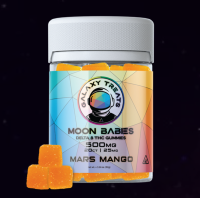 Galaxy Treats Delta 8 Gummies - Mars Mango (50 or 500mg total - 25mg each)