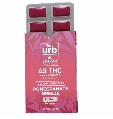 Urb Delta 9 THC Gummies - Pomegranate Breeze (100mg total, 10mg each)